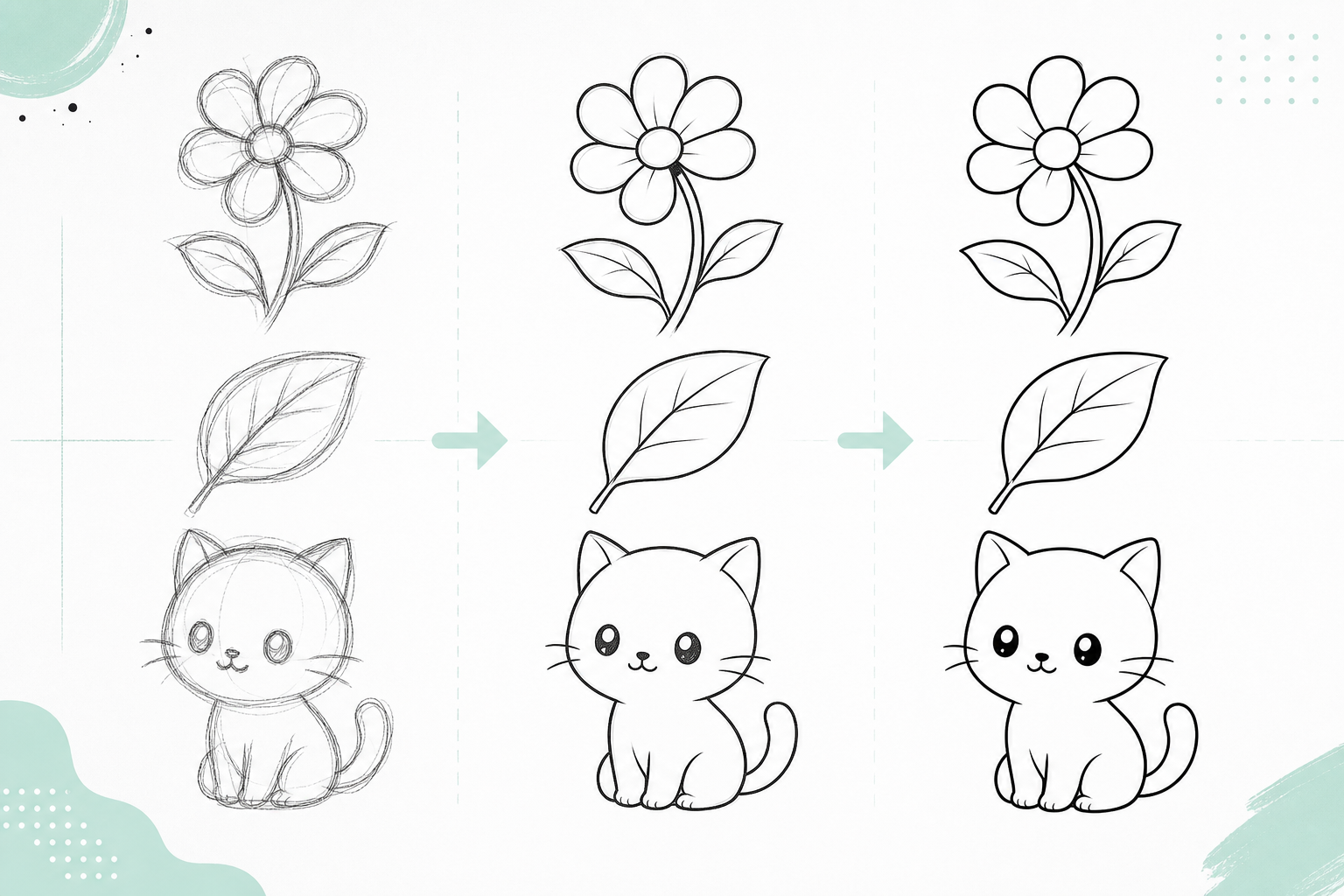 Procreate clean line art tutorial showing sketch to final line art