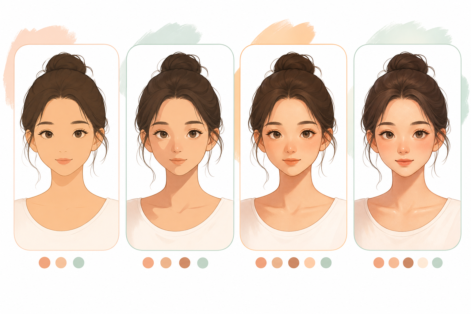 Beginner Procreate face shading tutorial with four shading stages