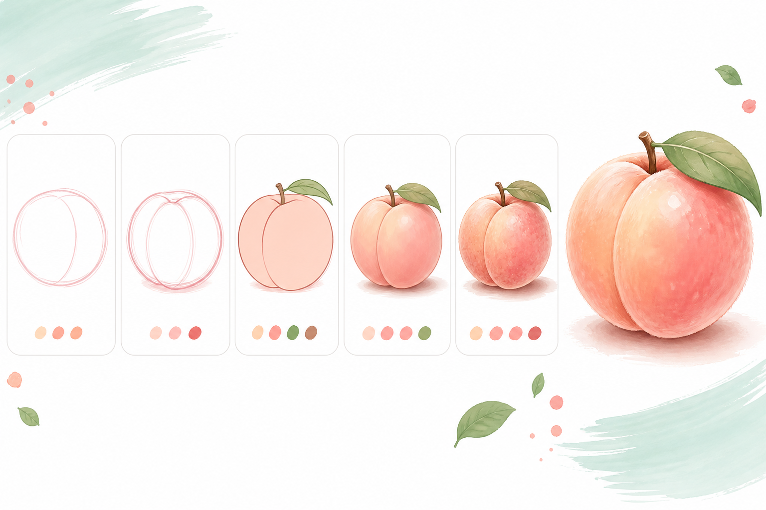 Step-by-step peach drawing tutorial in Procreate