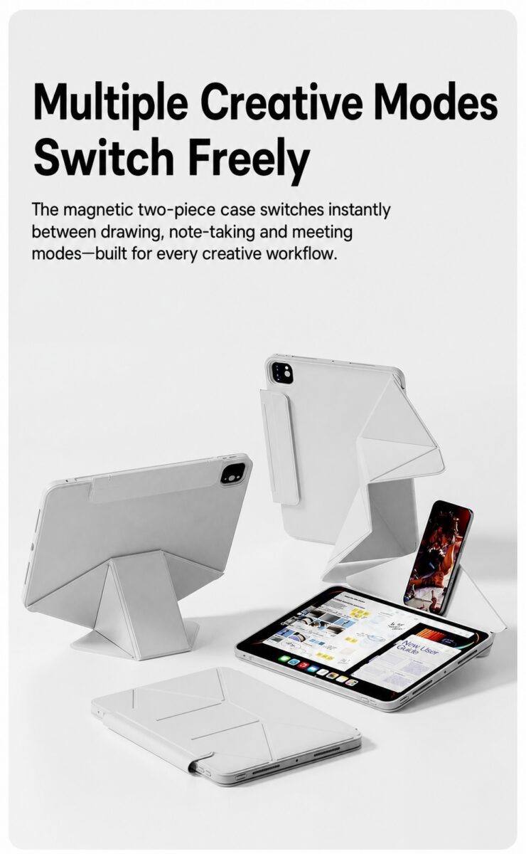 Magnetic rotating iPad case detail