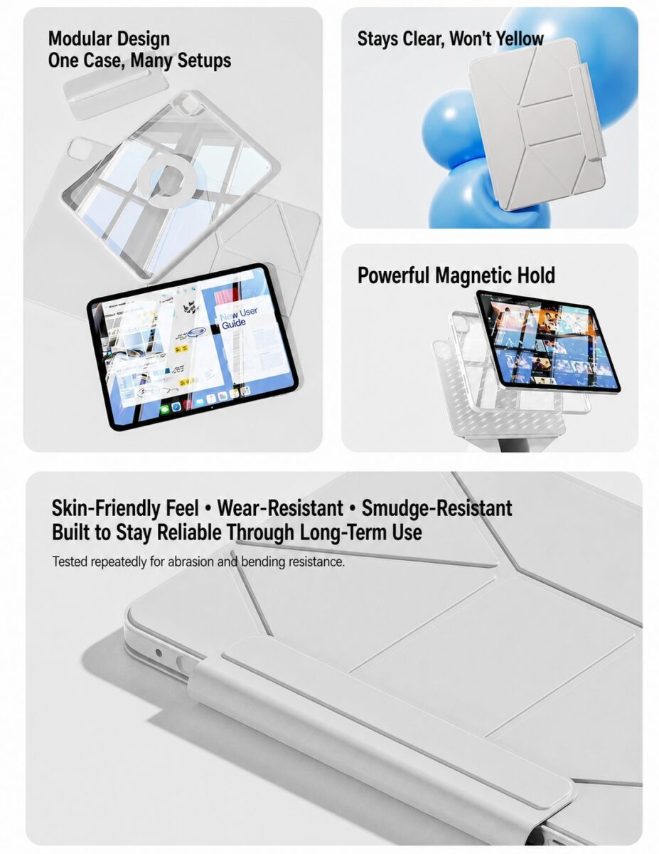 Magnetic rotating iPad case detail