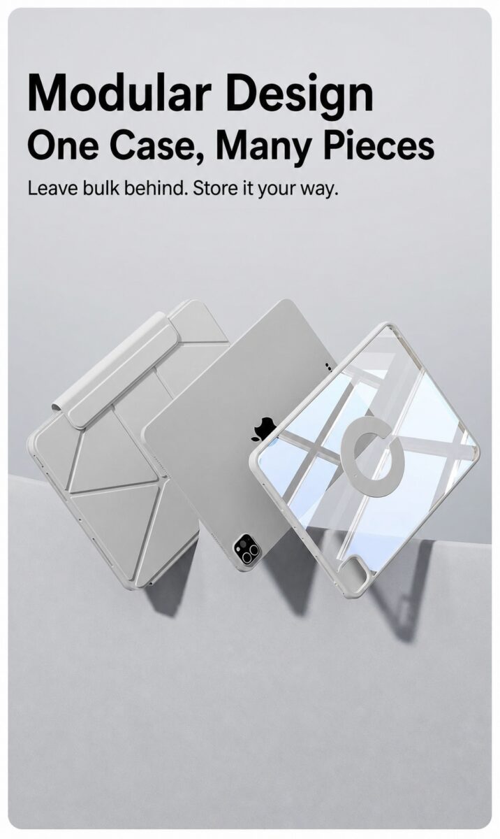 Magnetic rotating iPad case detail